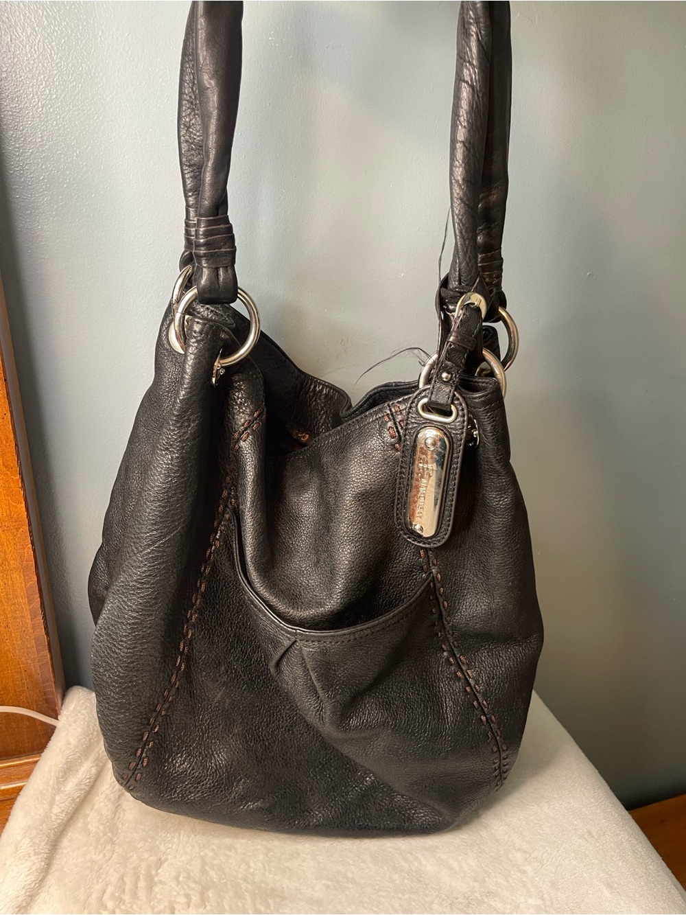 Soft Black Leather Shoulder Hobo Bag